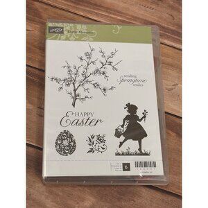 STAMPIN' UP! 122057 EASTER BLOSSOMS RUBBER CLEAR MOUNTED STAMP SET EGG CHERRY
